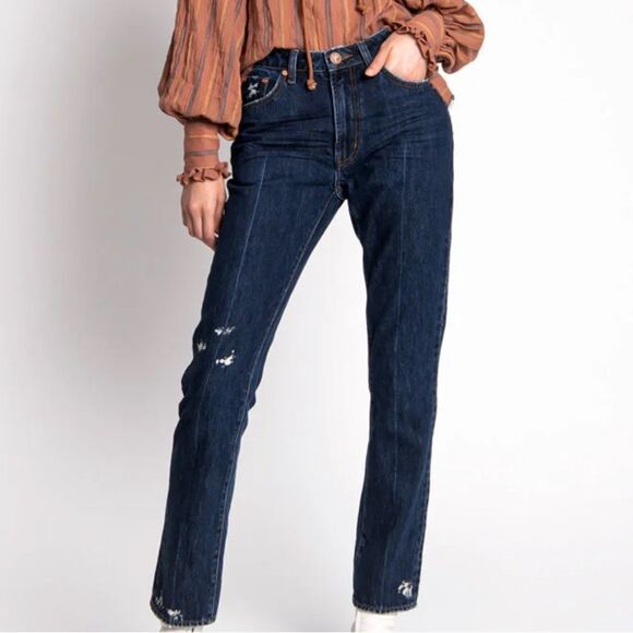 One Teaspoon Dark Blue Straight Leg High Waist Jeans(Size 26) - Picture 1 of 15